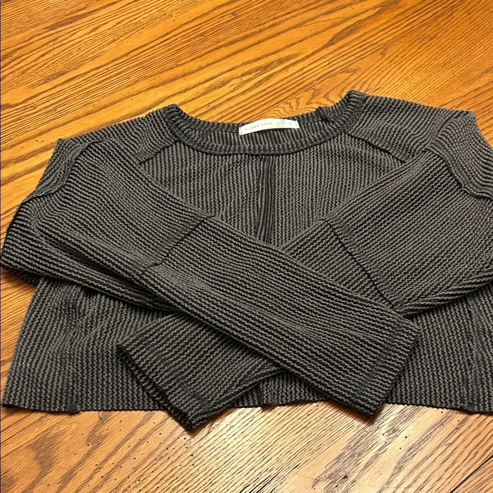 Altar'd State Charcoal Ribbed Top